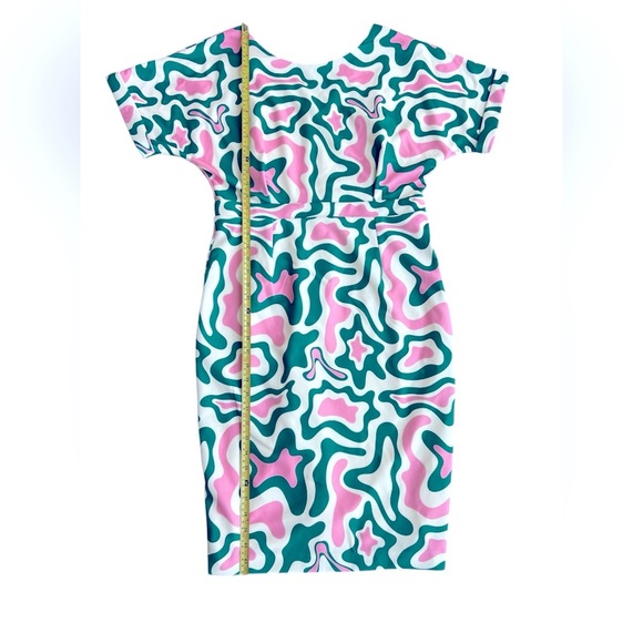 Alexia Admor Pink and Green Abstract Midi Dress - Picture 6 of 7